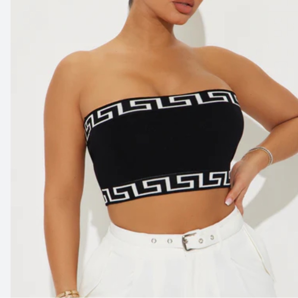 Fashion Nova Geo Vibe Tube Top Black/White Sz. S NWT